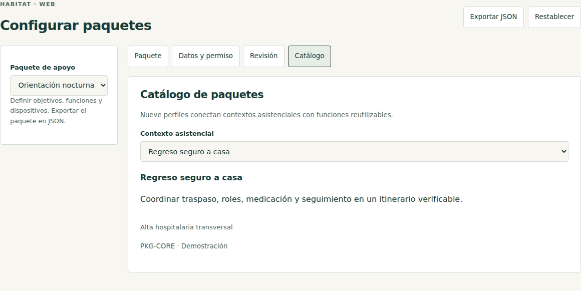Interfaz · configuración de ejemplo