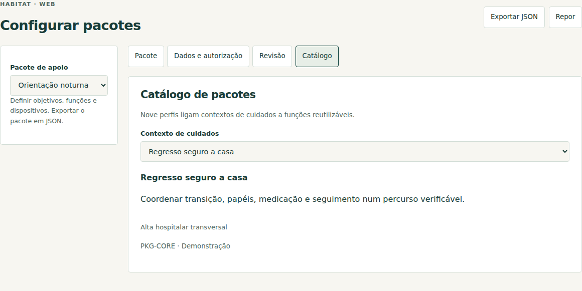 Interface · configuração de exemplo