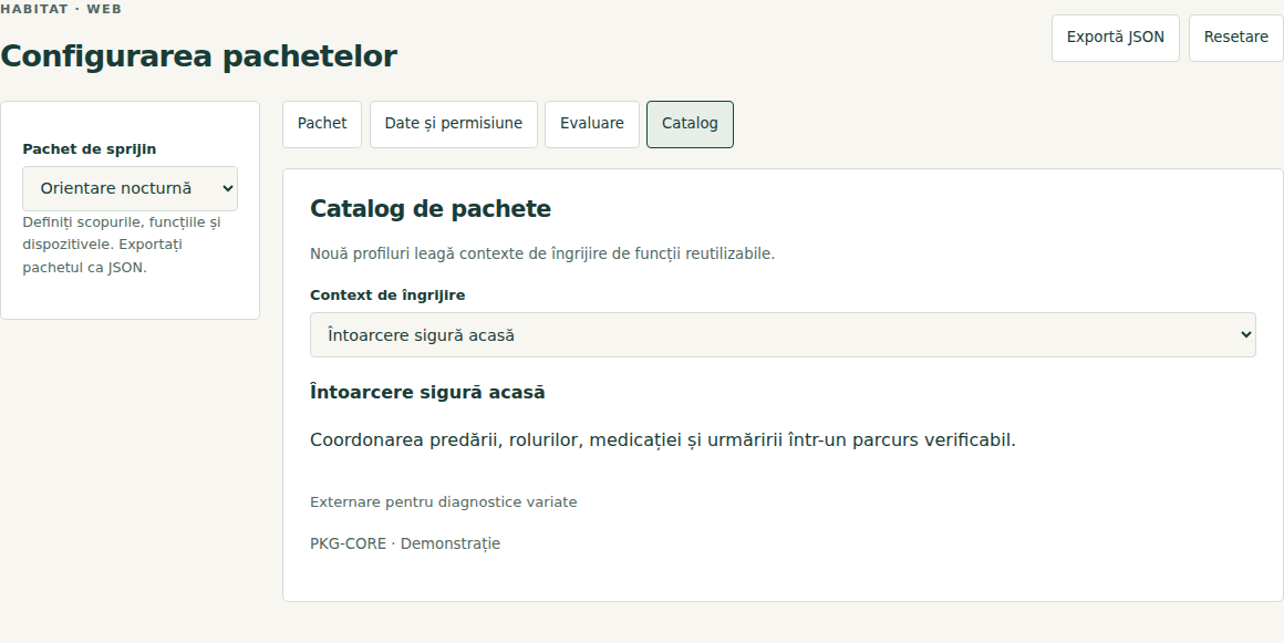 Interfață · configurație exemplificativă