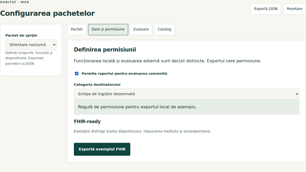Interfață · configurație exemplificativă